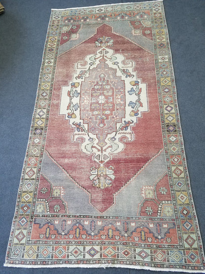 4.5 x 8.6 Turkish oushak rug, vintage rug, wool kitchen rug, Hand Knotted rug,