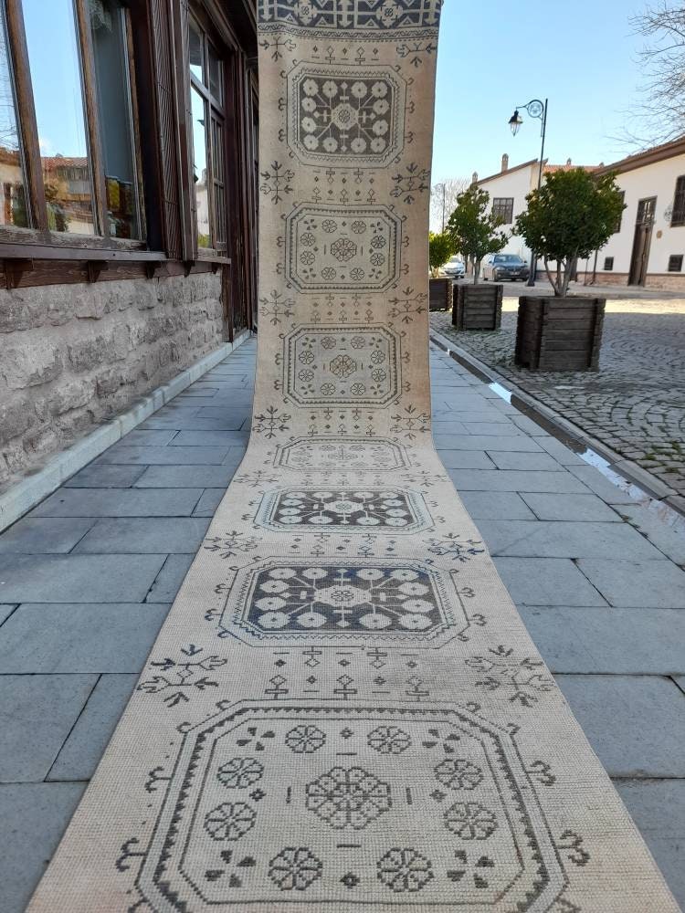 XL Wool Handmade Runner Rug 2.9 x 23 Long TURKISH Runner Rug Vintage Runner Rug Oriental Runner Rug Staircase Runner rug Hand Knotted Runner