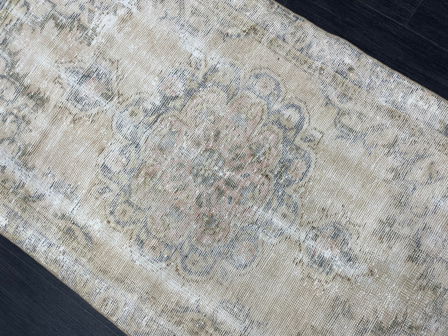 Muted Vintage Rug TURKISH Distressed Rug Vintage 3x5 Rug Oushak Rugs Muted Rug Turkish Oushak Rug, Vintage Oushak Rug Wool Rug