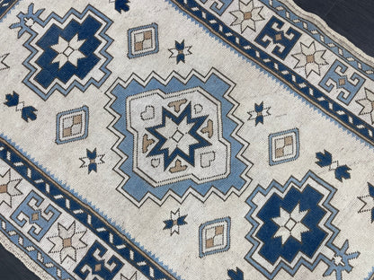 Vintage Rug Handmade 4.5 x 7.2 Rug, Oushak Rug, Turkish Rug Persian Rug Vintage Rug, Wool rug Oriental Rug Blue Rug