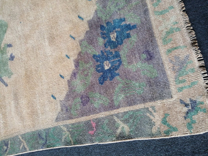 3.5 x 6.7 OUSHAK RUG TURKISH Oushak Rug Vintage Oushak Runner Rug Vintage Runner Rug Wool Oushak Rug Hand Made Rugs Vintage Turkish Rug 4x7