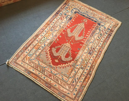 4x6 feet handmade wool vintage large rug, turkish wide living room floor rug, oushak kitchen area rug, large natural laundry rug, bohem rugs