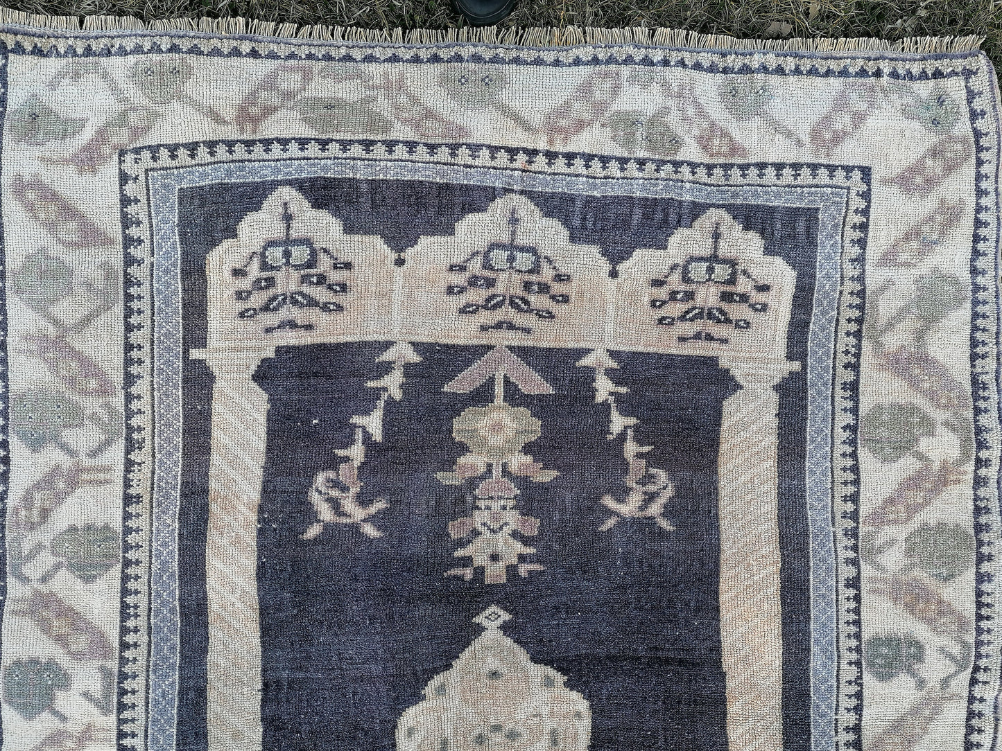 Turkish rug, vintage rug,hand made wool rug 4x5'5 oushak vintage rug, kitchen rug bohemian rug