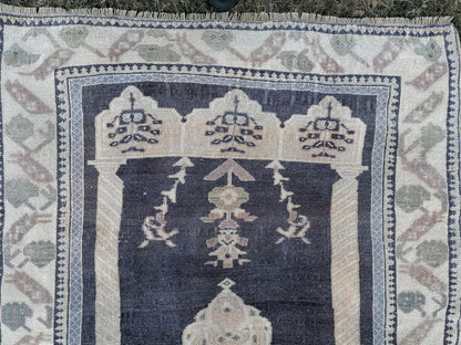 Turkish rug, vintage rug,hand made wool rug 4x5'5 oushak vintage rug, kitchen rug bohemian rug
