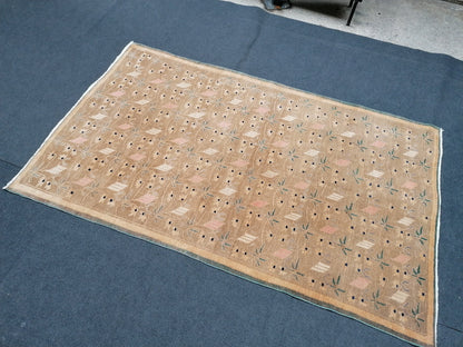 Hand made wool bohemian rug 7'2x4'5 vintage rug