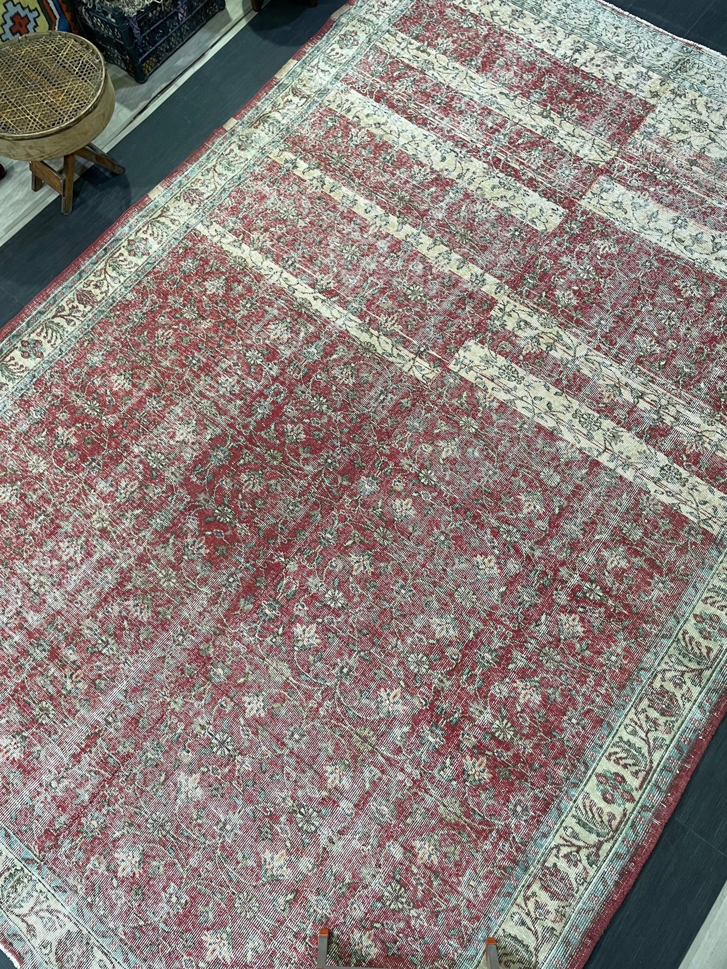 Vintage RUG, TURKISH 8x12 Oushak Rug, Persian Rug, Handmade Large Rug, Wool Antique Rug Hand Knotted Rug,  Floor Art Rug