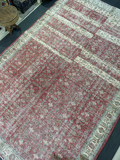 Vintage RUG, TURKISH 8x12 Oushak Rug, Persian Rug, Handmade Large Rug, Wool Antique Rug Hand Knotted Rug,  Floor Art Rug
