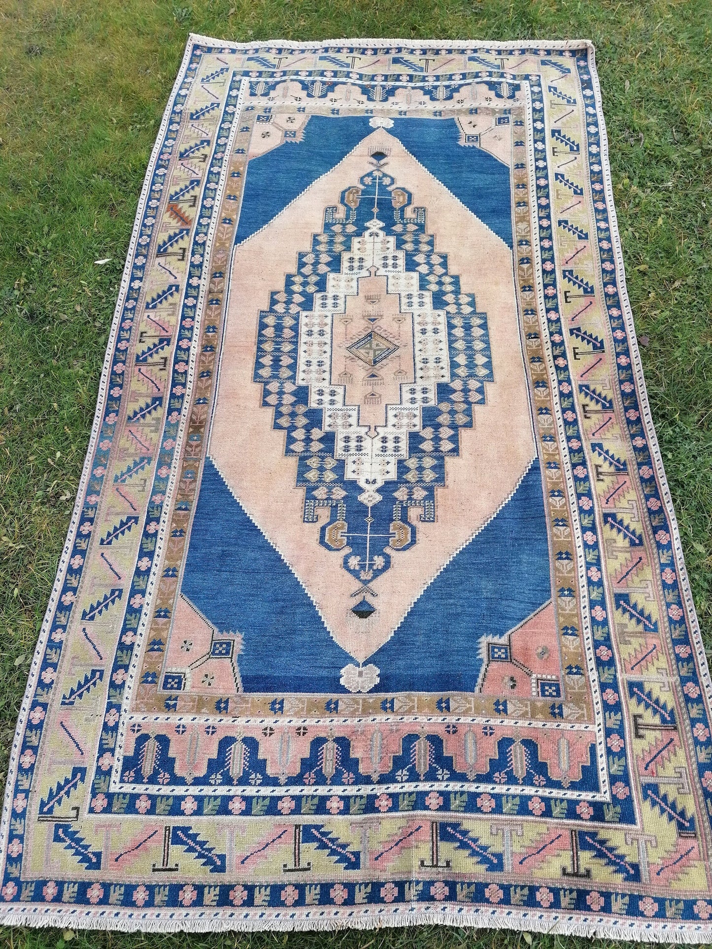 Turkish rug, bohemian rug, vintage rug, turkish oushak rug 10'7x5'9 ft