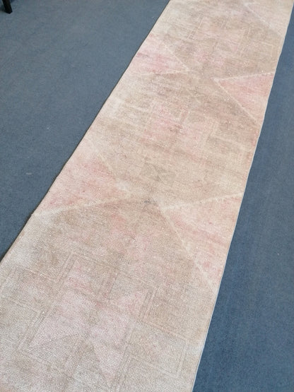 3x12 runner rug,vintage rug,knotted oushak rug,hallway handmade runner