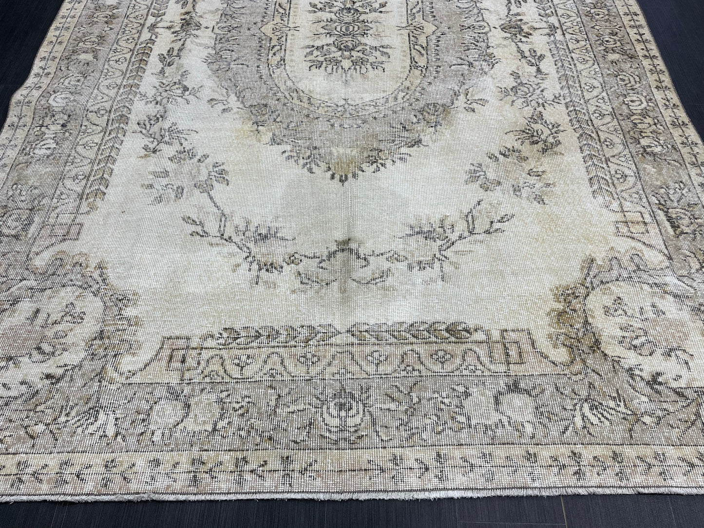 Neutral RUG Vintage Rug 6.7 x 10 ft Vintage Neutral Persian Rug Muted Wool Oriental Rug Blue Handmade Rug Distressed Turkish Antique Rug