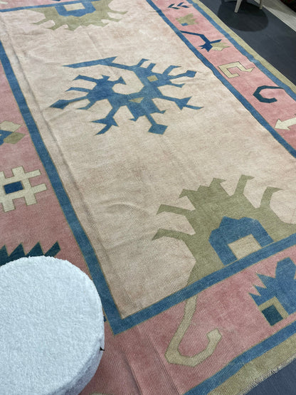 Muted Persian RUG, Turkish Oushak 7 x 10.2 Rug, Hand Knotted Antique Rug, Vintage Wool Rug, Oriental Rug Handmade Rug