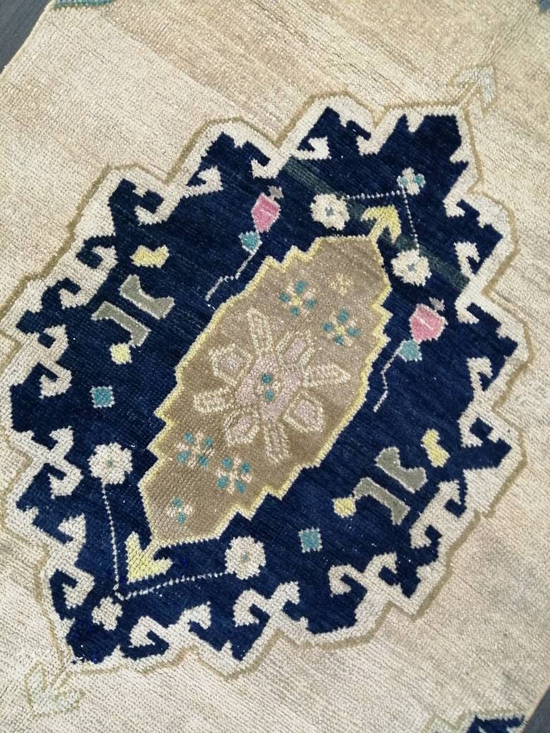 Vintage Runner Rug 2.7 x 10.6 Hallway Runner Rug Muted Kitchen Runner Rug Muted Wool Runner Rug Oushak Runner Rug Turkish Rug Runner