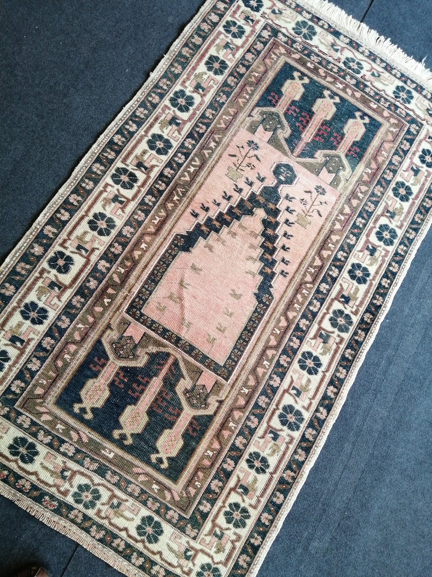 5 x 3.4 OUSHAK RUG TURKISH Oushak Rugs Vintage Oushak Runner Rug Vintage Runner Rug Wool Oushak Rug Hand Made Rugs Vintage Turkish Rug