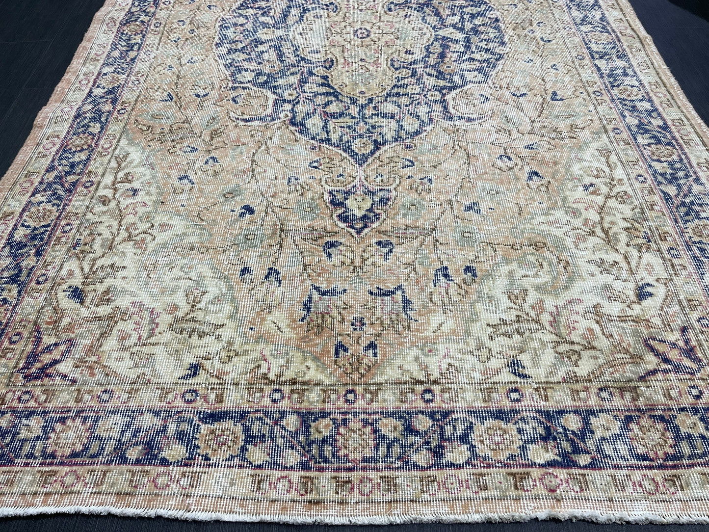 Persian RUG Vintage TURKISH 5.3 x 8.9 Rug Blue Vintage Rug Wool Oushak Rug Handmade Rug Hand Knotted Rug Natural Wool Rug