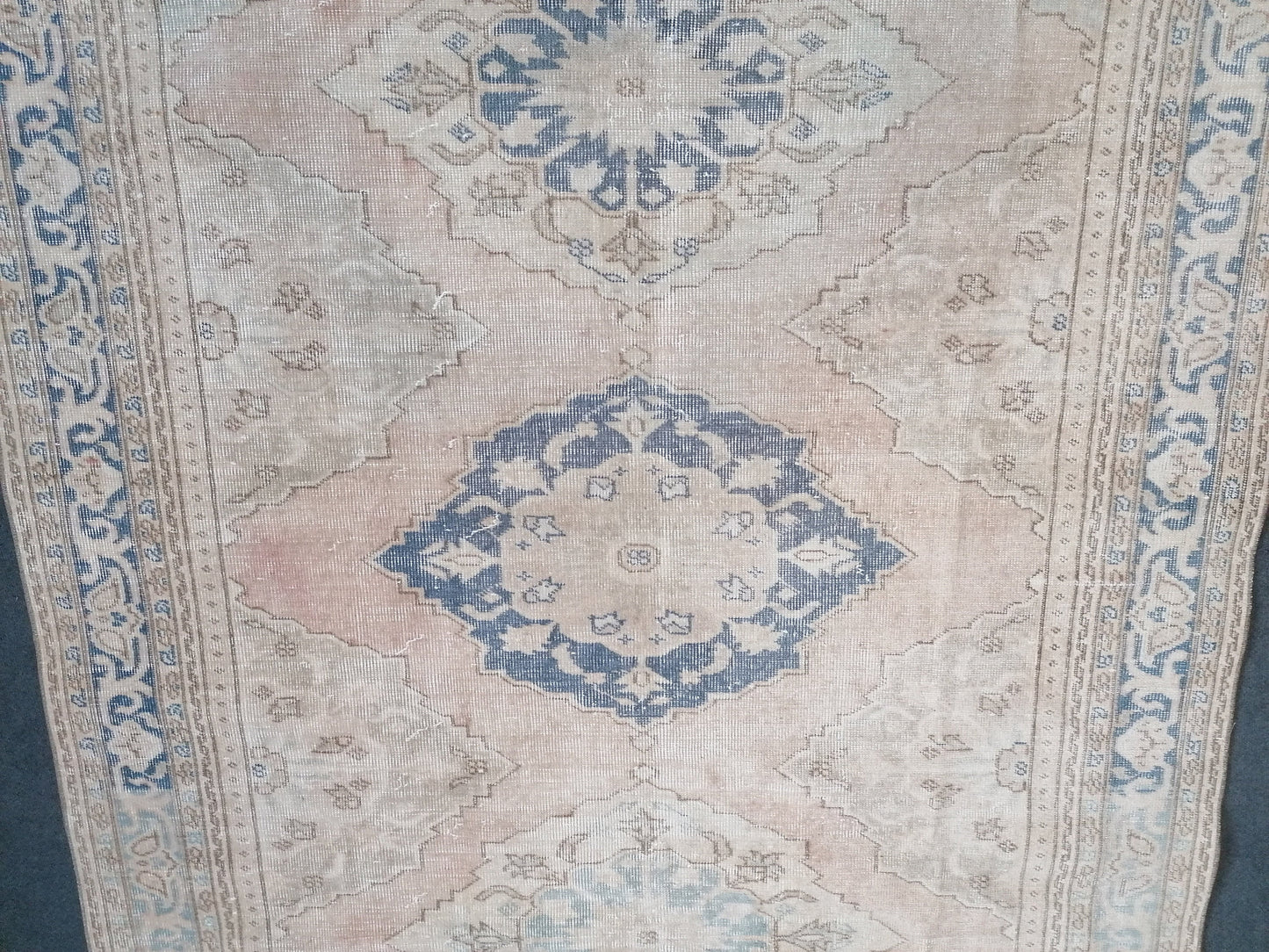 Muted runner rug 5'8x11'4 vintage runner rug, vintage oushak rug unique hand made rug, kitchen rug, bohemian rug traditional