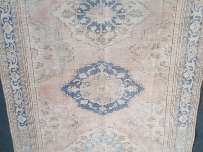 Muted runner rug 5'8x11'4 vintage runner rug, vintage oushak rug unique hand made rug, kitchen rug, bohemian rug traditional