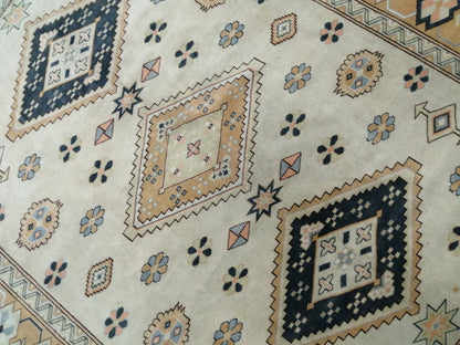 Oriental RUG 7.7 x 9 Oushak Rug Turkish Vintage Persian Rug Navy Vintage Rug Fine Wool Oushak Rugs 8x9 Turkish Rug Muted Living room Rug