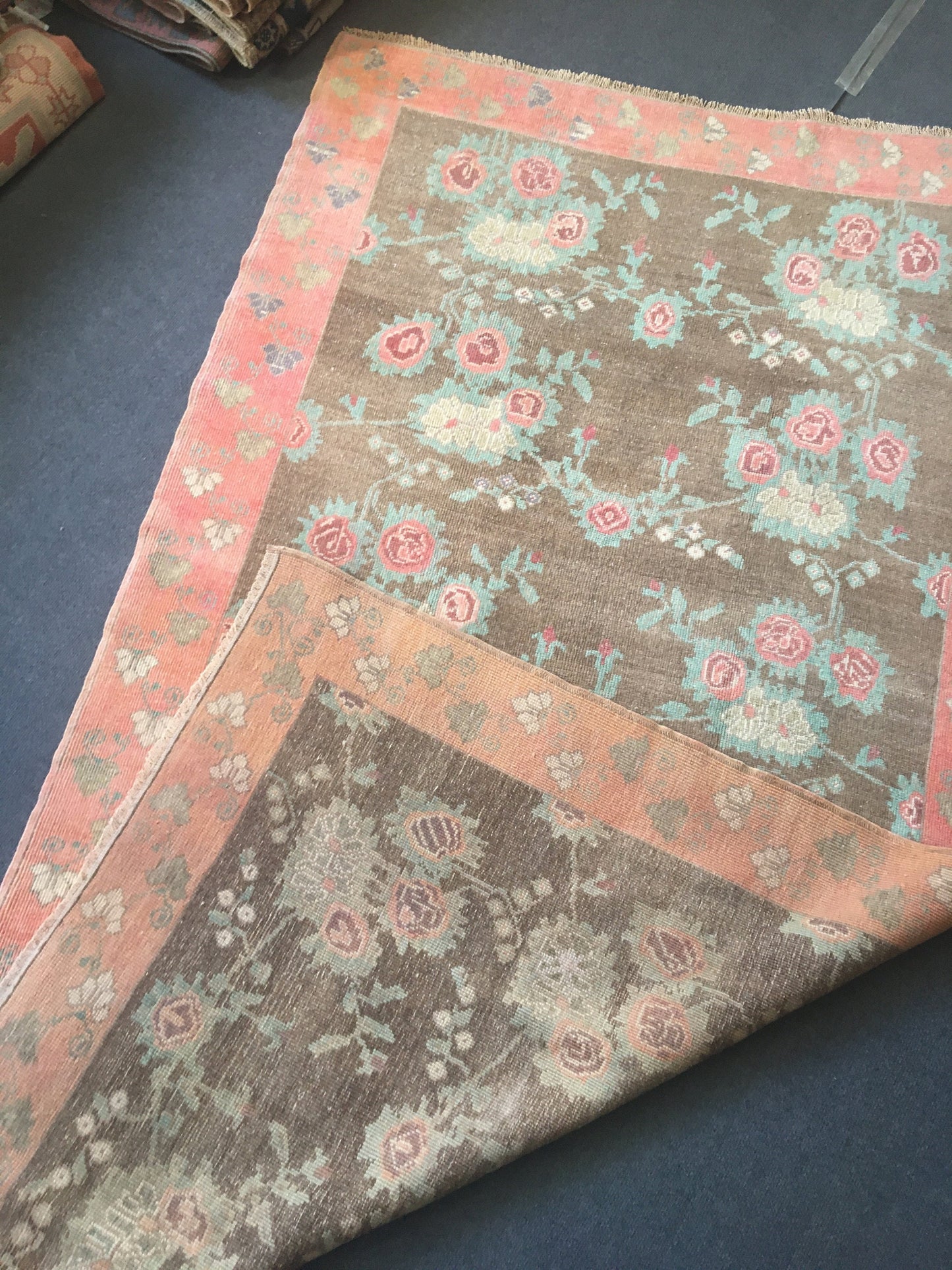 4.4x7.8 feet wool natural brown kitchen area rug, turkish handmade pink bedroom rug, large bathroom floor rug, hallway middle vintage rugs