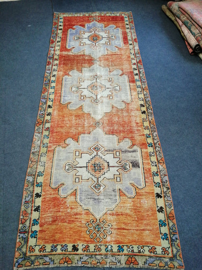 Vintage Oushak Runner Rug Turkish Runner 4 x 11 Rug Vintage Runner Rug Hallway Runner Rug Kitchen Runner Rug Wool Runner Rug Wool Rug