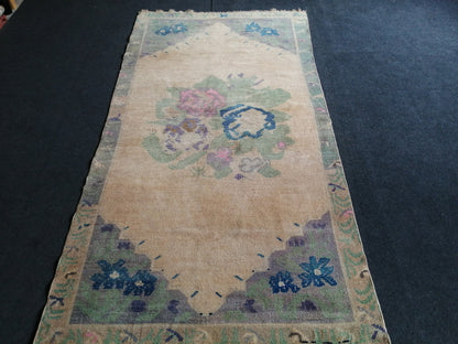 3.5 x 6.7 OUSHAK RUG TURKISH Oushak Rug Vintage Oushak Runner Rug Vintage Runner Rug Wool Oushak Rug Hand Made Rugs Vintage Turkish Rug 4x7