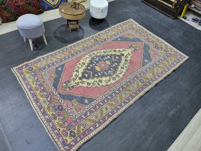 Antique Rug, Vintage Rug, Turkish 4.11 x 8.6 Wool Rug, Oushak Rug Fine Knotted Rug, Hand Knotted Rug, Persian Rug, Handmade Rug