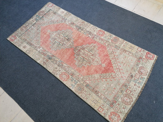 3.4 x 6.4 vintage turkish rug, oushak vintage rug,vintage anatolian rug