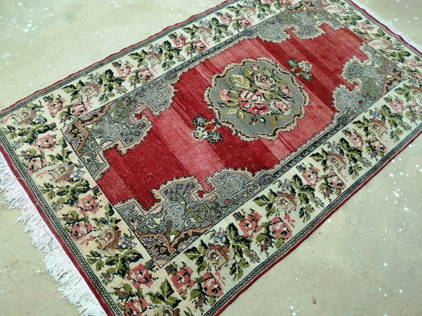 4.6 x 7.6 Floral OUSHAK RUG TURKISH Oushak Rug Vintage Oushak Runner Rug Vintage Runner Rug Wool Oushak Rug Hand Made Rugs Vintage  Rug