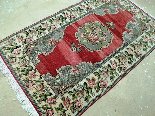 4.6 x 7.6 Floral OUSHAK RUG TURKISH Oushak Rug Vintage Oushak Runner Rug Vintage Runner Rug Wool Oushak Rug Hand Made Rugs Vintage  Rug