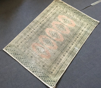 3x5 feet handmade vintage area rug, turkish destroyed middle rug, persian black kitchen rug, medium size bathroom rug, oushak wool muted rug