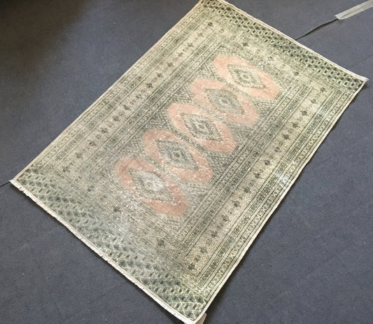 3x5 feet handmade vintage area rug, turkish destroyed middle rug, persian black kitchen rug, medium size bathroom rug, oushak wool muted rug