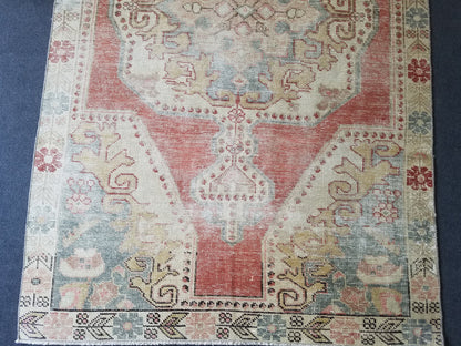 Distressed vintage wool rug, turkish handmade rug 4'4x7'3 oushak rug,living room rug, bohemian rug