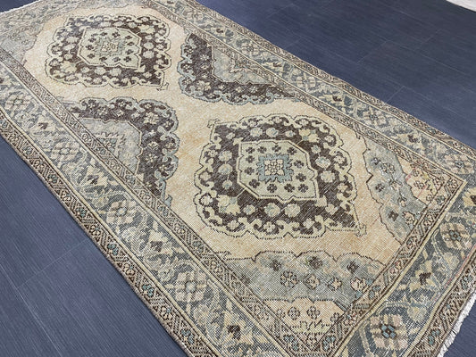 Muted Vintage 3.5 x 7 Rug Handmade Rug, Rustic Rug Hand Knotted Rug, Rug Runner, Turkish Rug, Farmhouse Rug, Vintage Rug, Wool rug