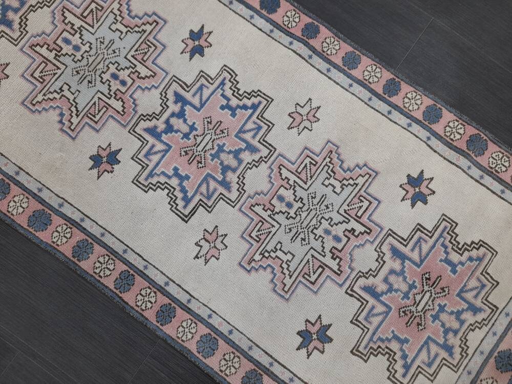 Hand Knotted Runner Rug 2.6 x 9 Vintage Turkish Runner XL Vintage Oriental Runner Rug Oushak Runner Rug Plush Soft Wool Runner Hand Made Rug