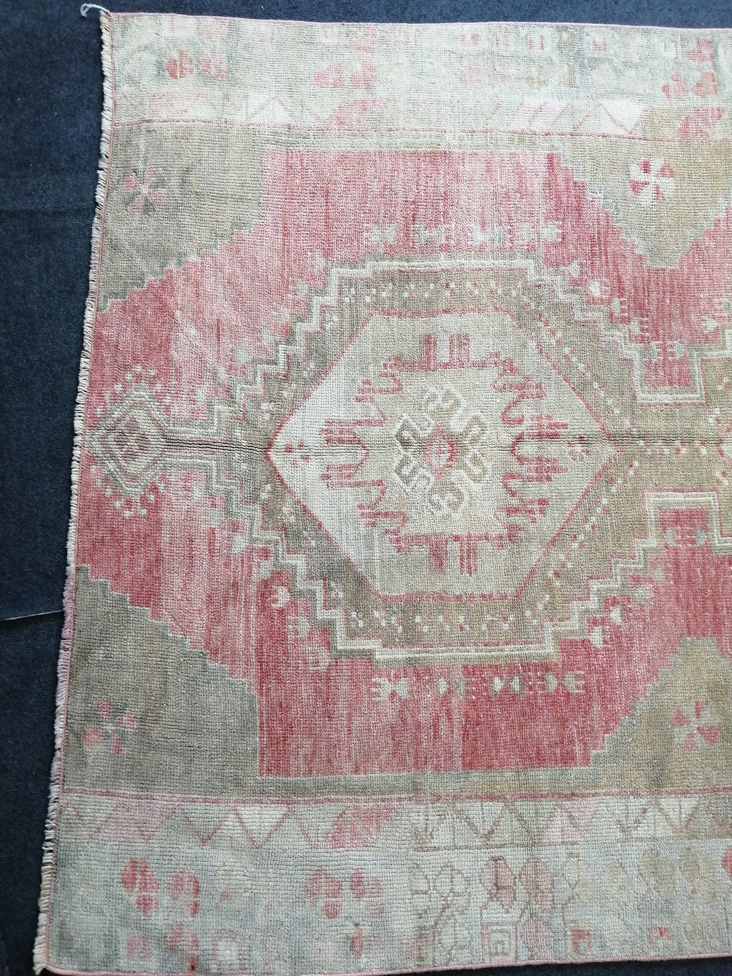 MUTED OUSHAK RUG 5x8 Faded Wool Rug, Turkish Oushak Rug, Farmhouse Rug, Vintage Rug, Oriental Rug Pink Wool rug