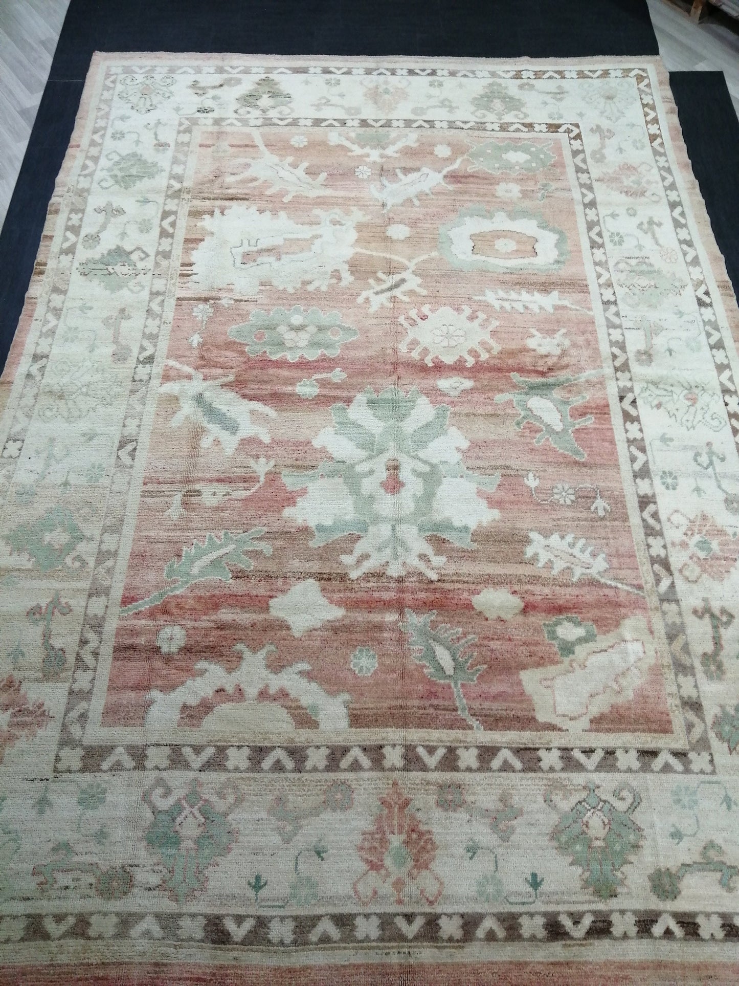 Vintage Muted OUSHAK RUG,12.5 x 8.9  Oushak Rug, Vintage Oushak Rug Wool Oushak Rug Hand Made Rugs, AUTHENTIC Oushak Rug