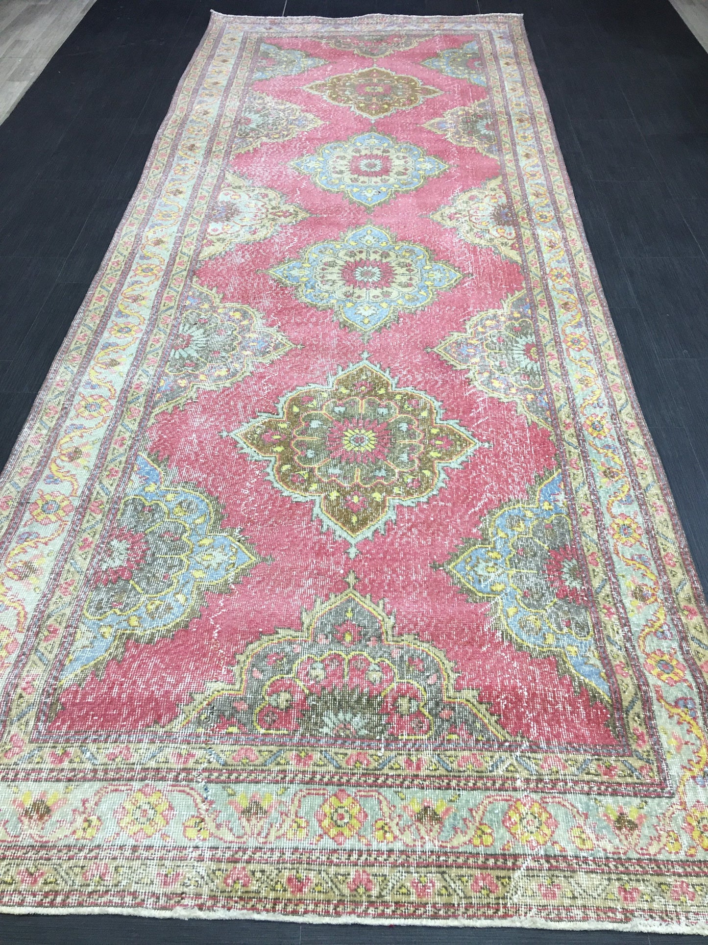 Vintage Handmade Runner 5 x 13 Vintage Runner Hand Knotted TURKISH Runner Vintage Runner Distressed Vintage Persian Muted Runner Rug