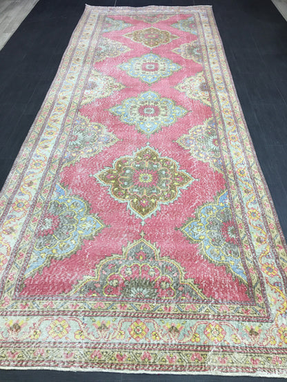 Vintage Handmade Runner 5 x 13 Vintage Runner Hand Knotted TURKISH Runner Vintage Runner Distressed Vintage Persian Muted Runner Rug