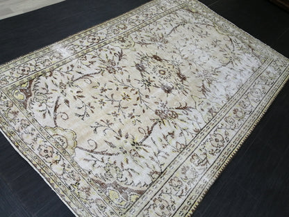 6x9 Muted Handmade Rug Oushak Rug, Rustic Rug Boho Rug, Muted Home Decor Rug  Turkish Rug, Farmhouse Rug Persian Rug Hand Knotted Rug