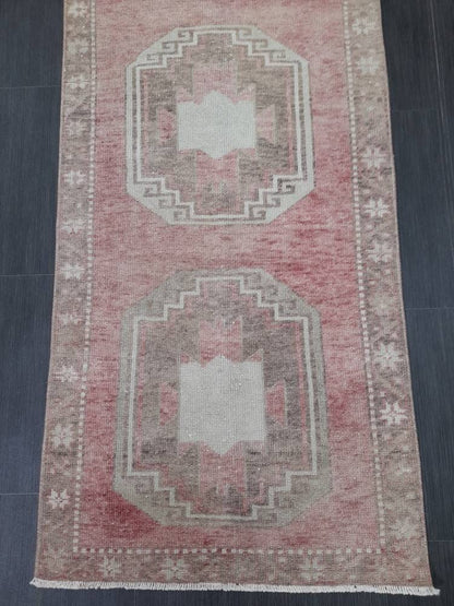 Muted Vintage Runner Rug 2.7 x 10.8 Muted Turkish Runner Rug Vintage Runner Rug Hallway Runner Rug Kitchen Runner Rug Hallway Runner Rug