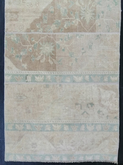 Muted Oushak Runner Rug 8.3 x 2.4 Vintage Runner Rug Patchwork Runner Rug Kitchen Runner Rug Wool Runner Rug Wool Oushak Rug