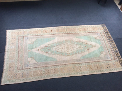 10 x 5.2 Vintage Turkish Rug, Turkish Rug, Wool Oushak Rug, Oushak  Rug, Hand Made  Rug, Wool Rug, Turkish Rug 5 by 10 ft