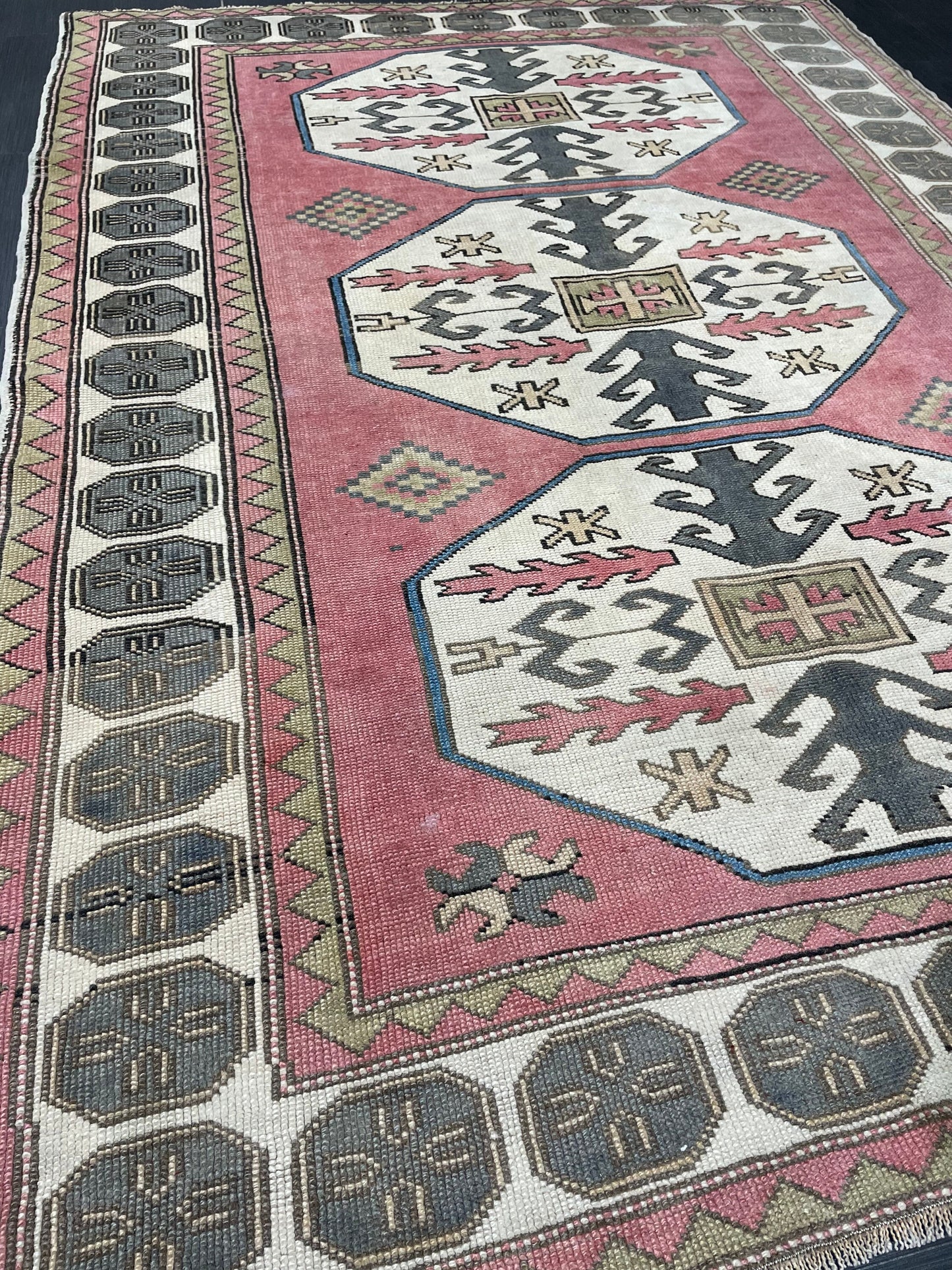 Turkish Rug 5.4 x 7.4 Oushak Rugs, Wool Oriental Rug,Persian Runner Rug Hand Knotted Rug, Vintage Rug, Hand Made Rug  Oriental Rug