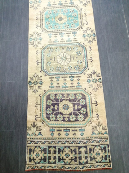 10.4x2.5 Oushak Runner Rug Turkish Runner Rug Vintage Runner Rug 10 x 2.5 Hallway Runner Rug Kitchen Runner Rug Wool Runner Rug