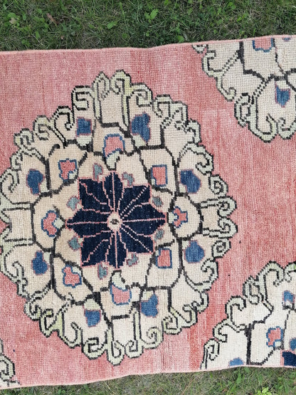 2'8x10'4 runner rug, oushak turkish runner rug, hallway vintage  runner, hand made wool runner, kitchen runner rug, entryway runner rug