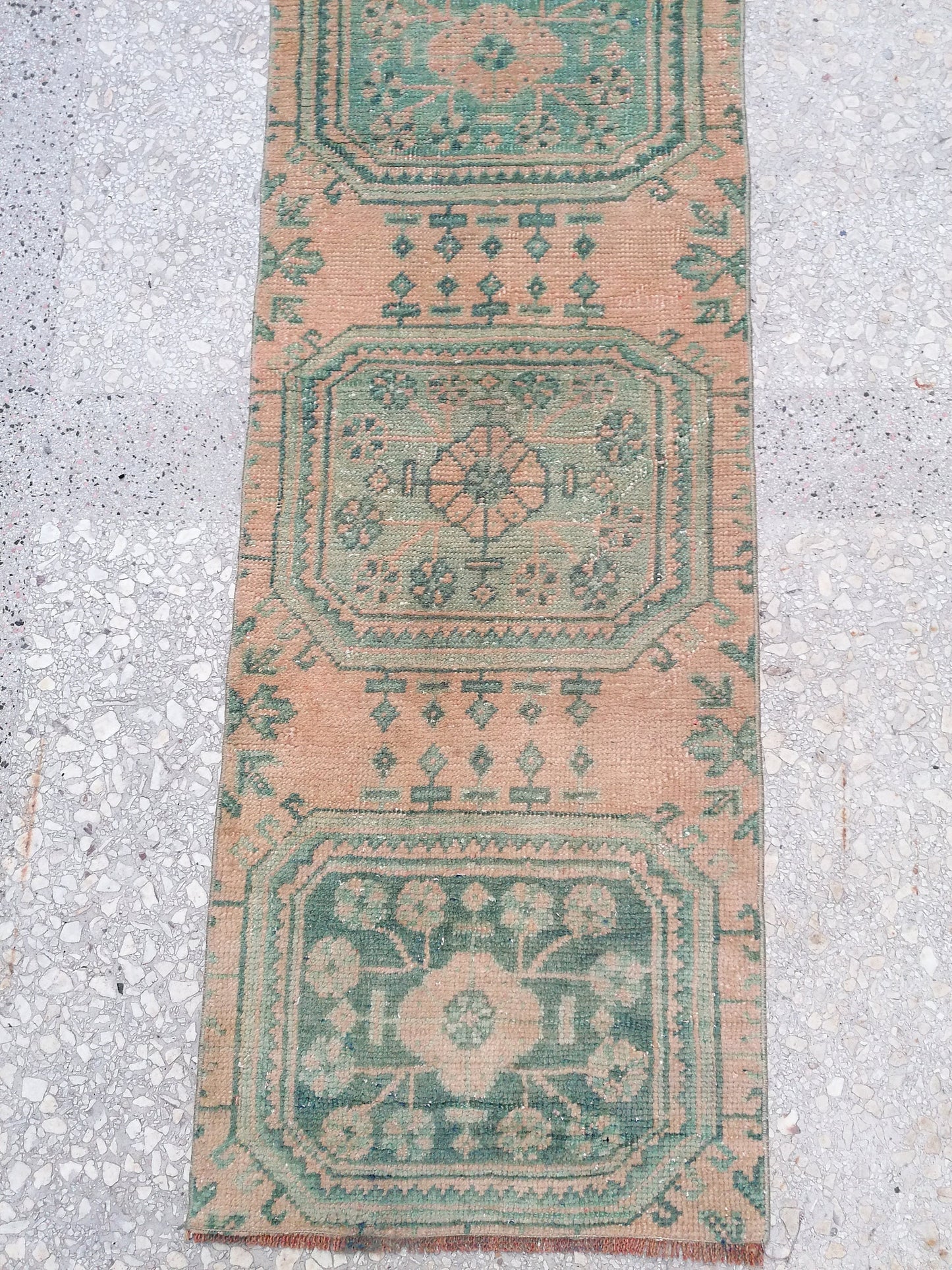 2x9'8 oushak turkish runner rug,turkish wool vintage handmade runner, kitchen runner rug