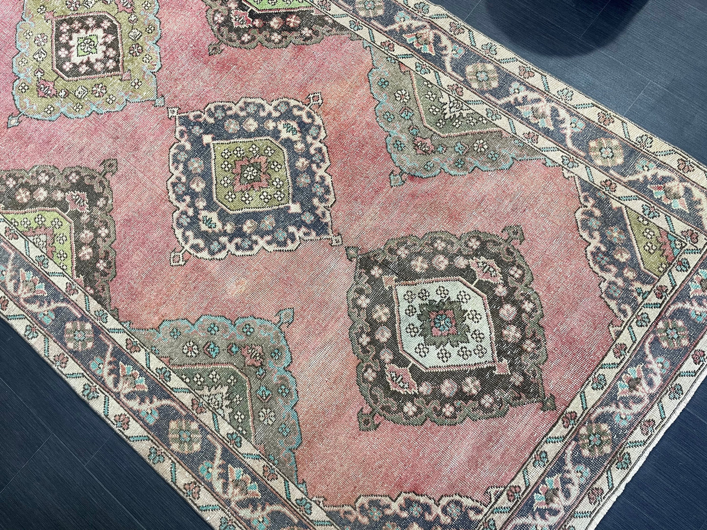 Vintage Runner rug, Muted 4.9 x 12 Runner RUG, TURKISH Runner, Pink Runner Rug, Pastel Oushak Rug ,Natural Wool Runner Rugs, Handmade Runner