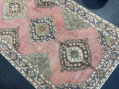 Vintage Runner rug, Muted 4.9 x 12 Runner RUG, TURKISH Runner, Pink Runner Rug, Pastel Oushak Rug ,Natural Wool Runner Rugs, Handmade Runner