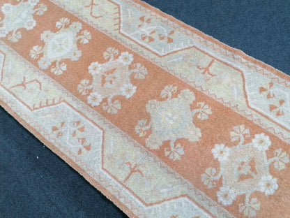 Runner rug, 10'2x2'6, turkish runner rug,  soft vintage runner rug, hallway runner rug, kitchen runner rug, turkish oushak runner rug