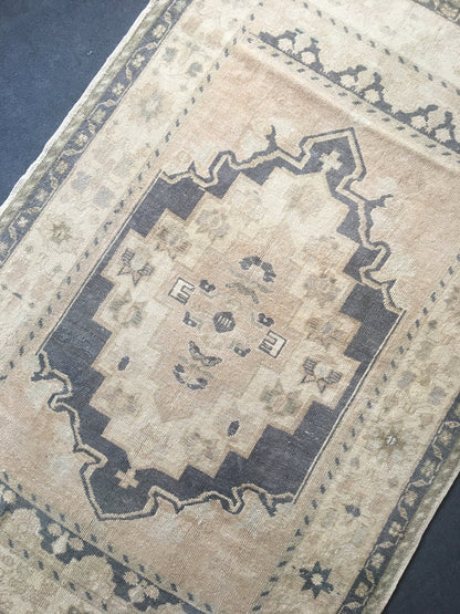 4x6 feet faded color blue turkish living room floor large rug, handmade beige bedroom area wool rug, kitchen wide rug,lounge big size carpet