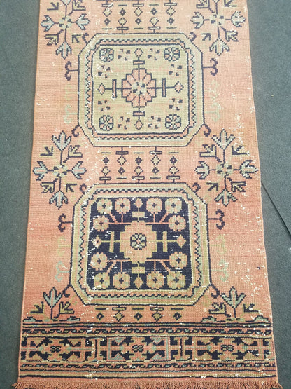 Wool runner rug 2'9x11'6 vintagevintage oushak runner rug unique hand made rug kitchen runner rug